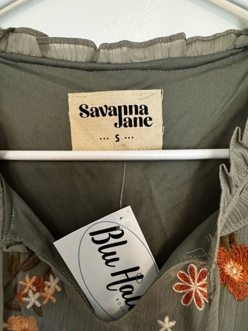 Savanna Jane Olive Green Floral Embroidered Dress - Picture 4 of 4
